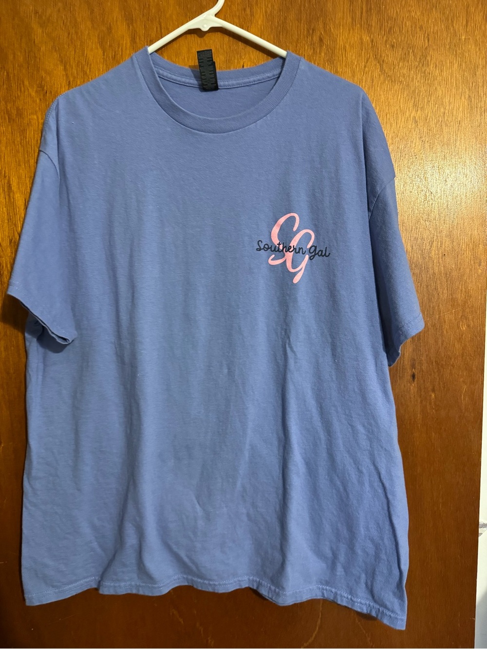 Women's Southern Gal Short Sleeve T-Shirt — Blue with Pink Logo- Ribbons and Bow